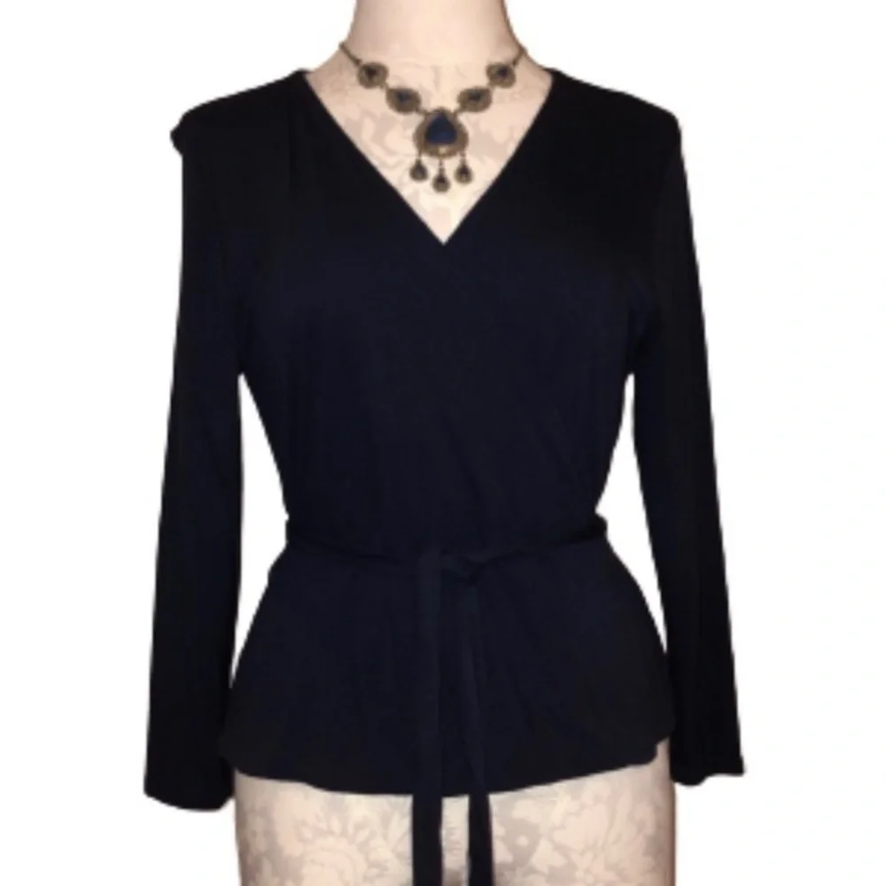 J. Crew navy blue long sleeve wrap top size M